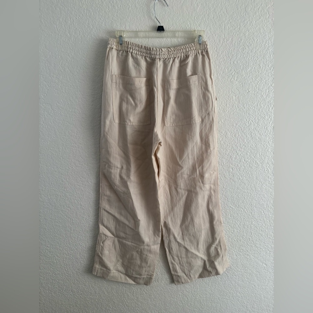 ZARA Pants XS Beige Lyocell Blend Drawstring Wide Leg Relaxed Trousers - Picture 3 of 10